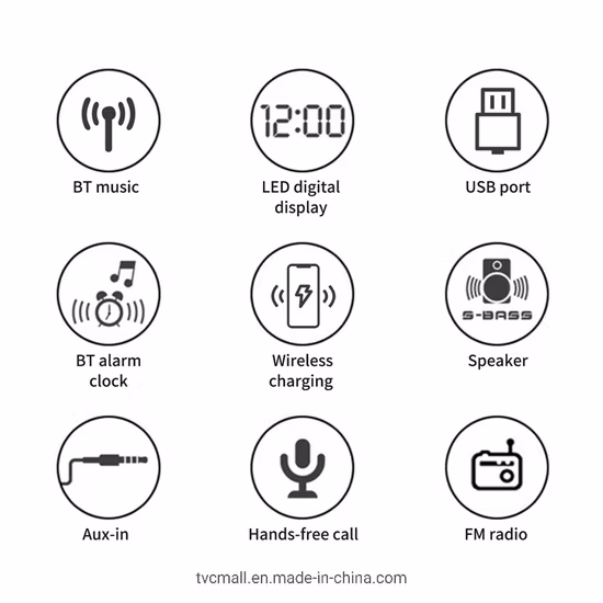 Digital Alarm Clock Radio Bluetooth Speaker with Night Light, 15W Wireless Charger, Dual Wireless Speaker, Adjustable Loud Alarm Sound, Dimmable LED Display
